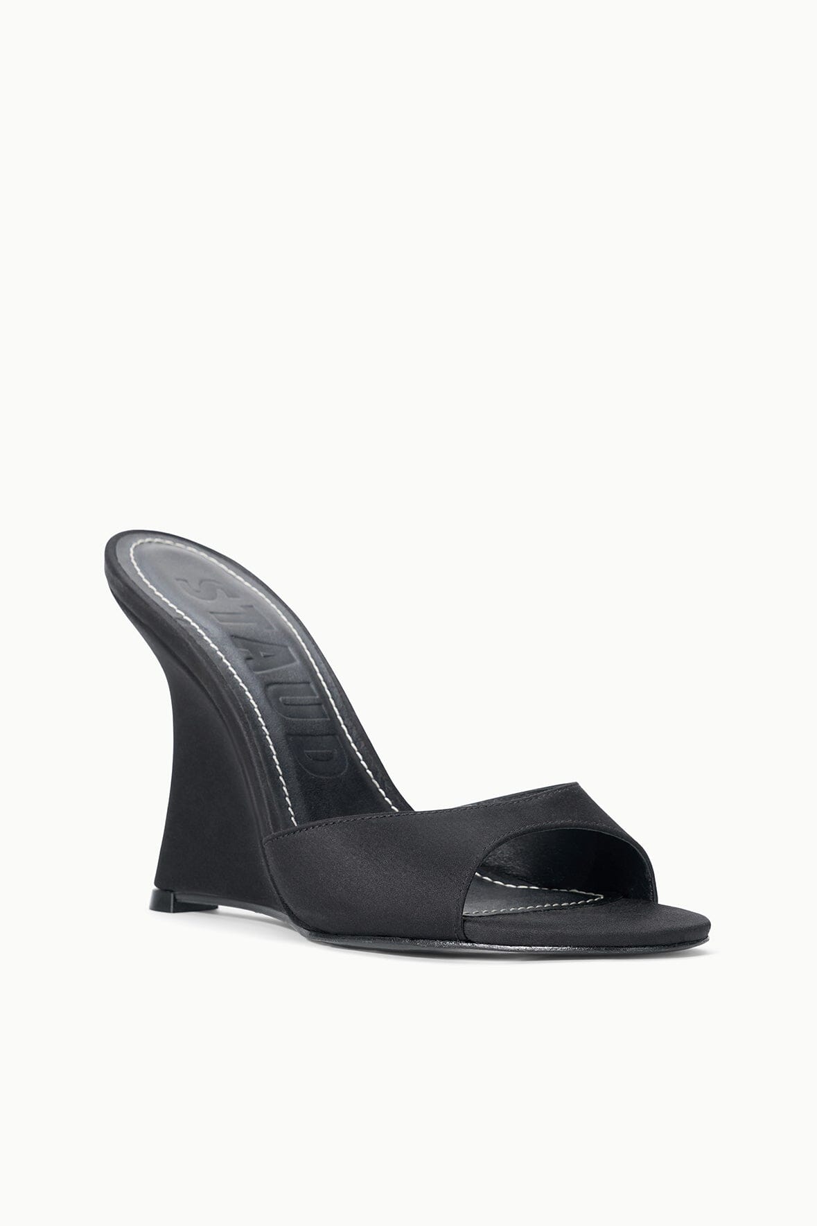 Brigitte High Wedge | Black Satin — 2
