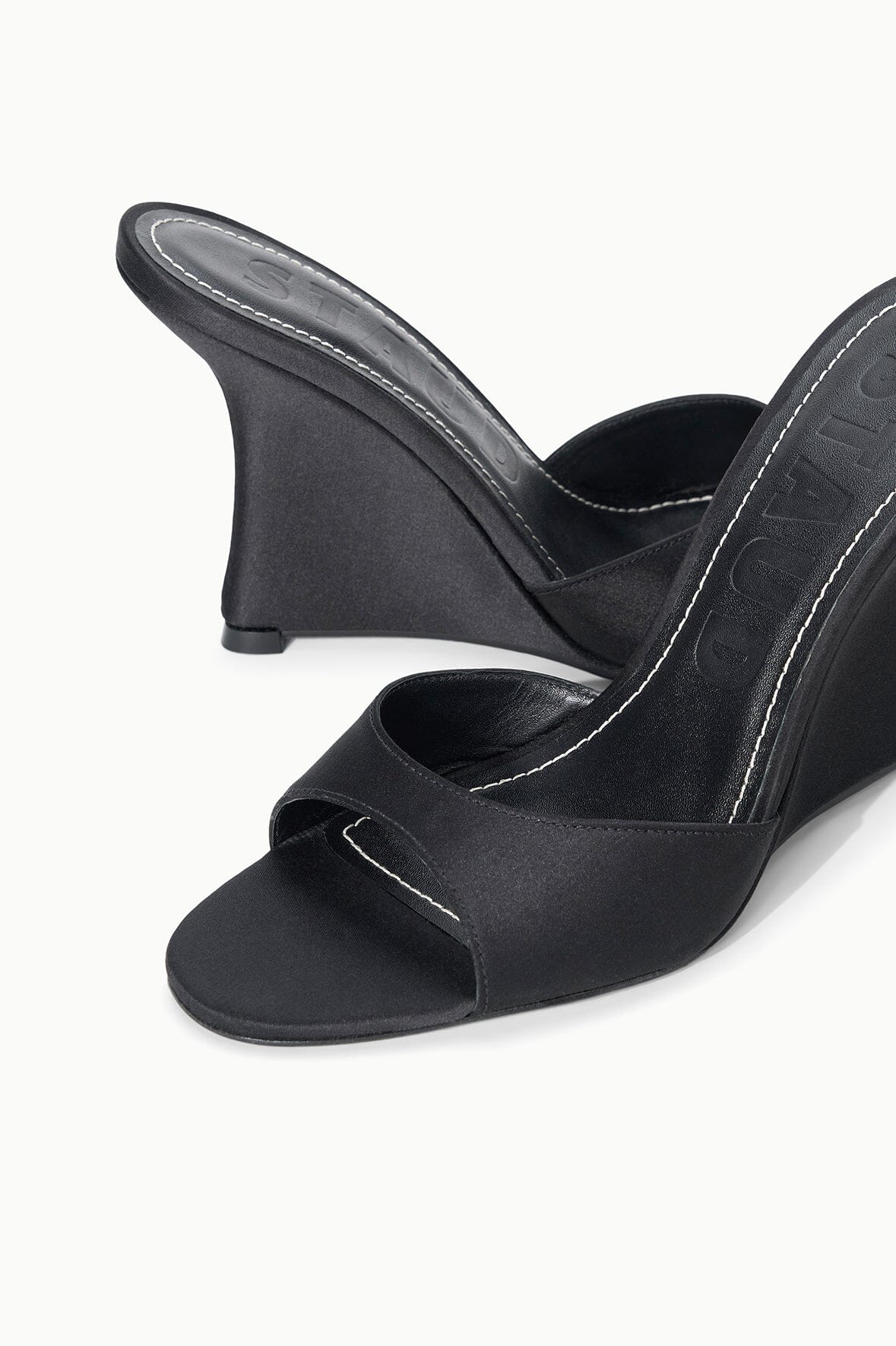 Brigitte High Wedge | Black Satin — 6