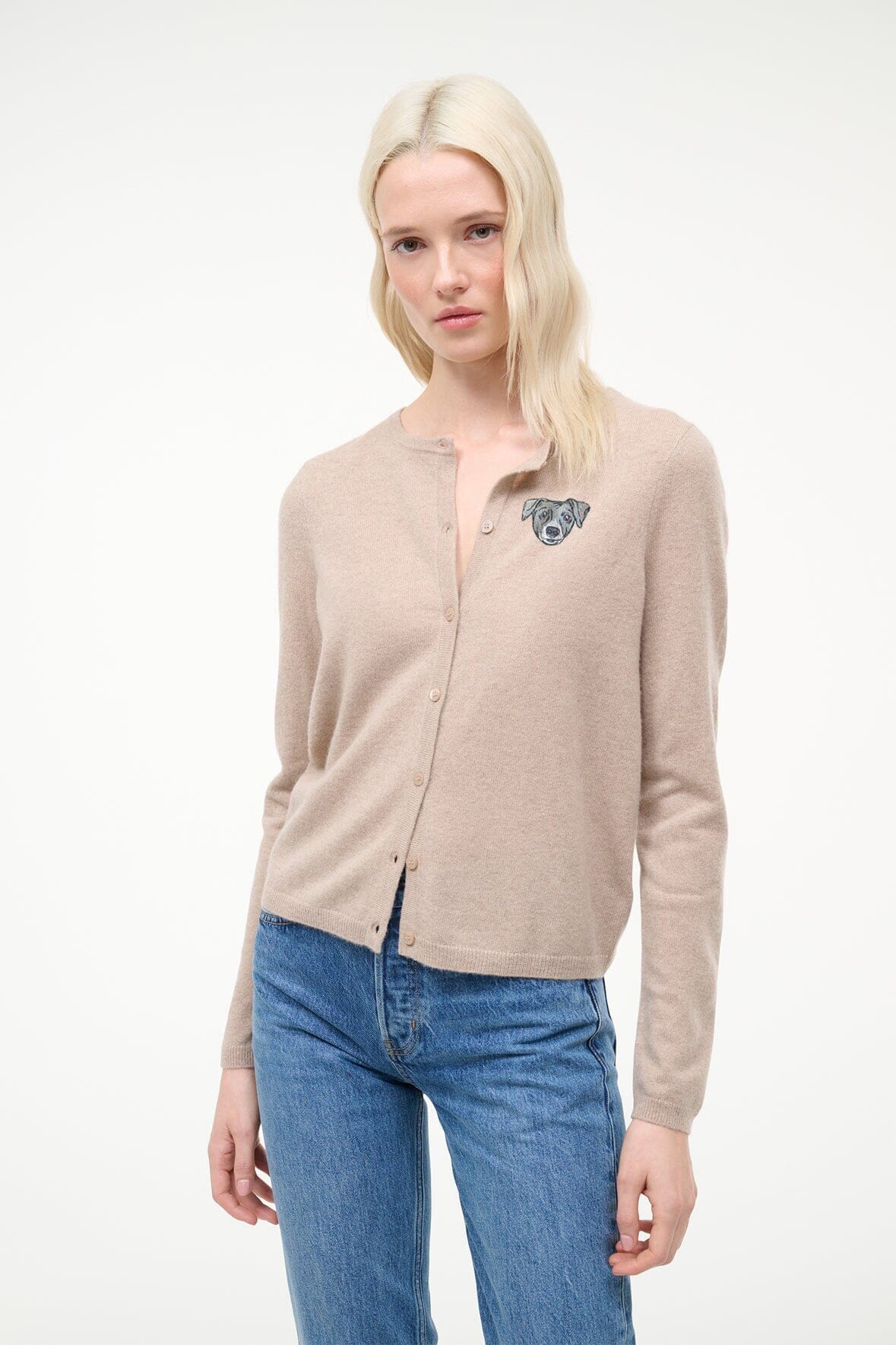 Custom STAUD x C.Bonz Midnight Cashmere Cardigan | Stone — 4