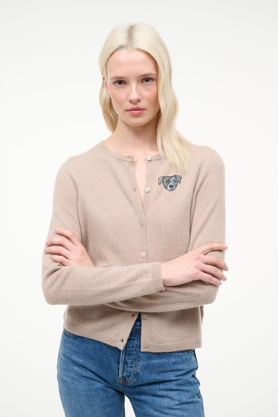 Custom STAUD x C.Bonz Midnight Cashmere Cardigan | Stone — 3