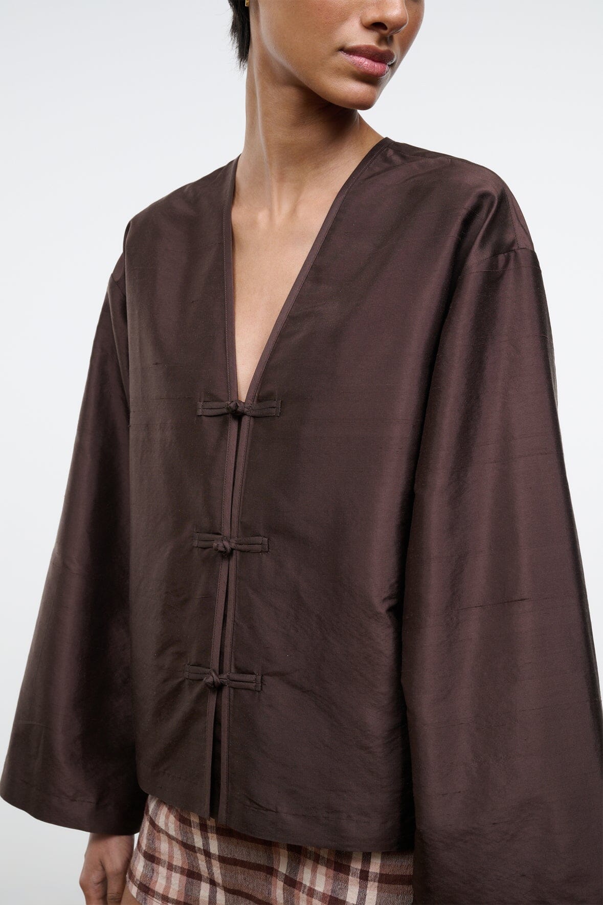 Vito Silk Dupioni Top | Earth — 7