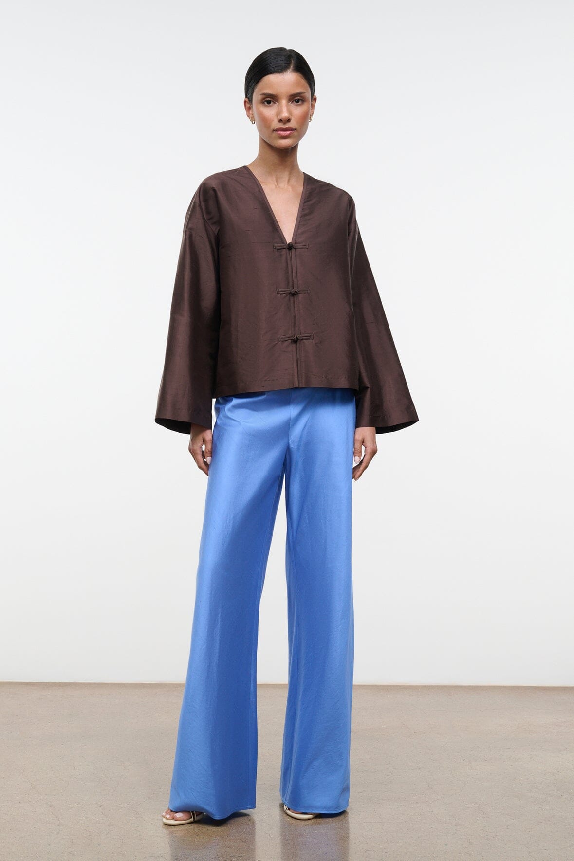 Vito Silk Dupioni Top | Earth — 2