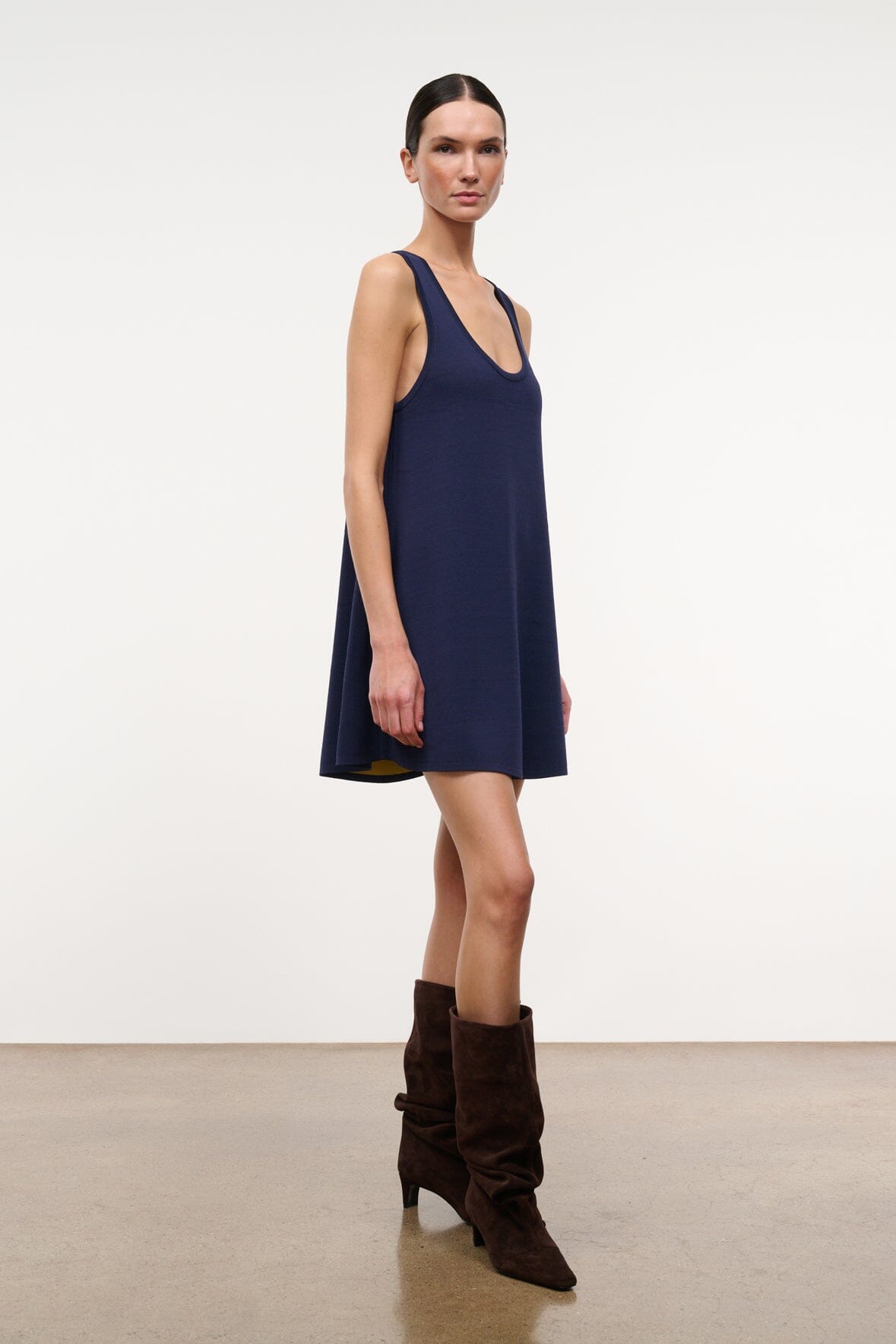 Piazza Dress | Citron Navy Reversible — 2