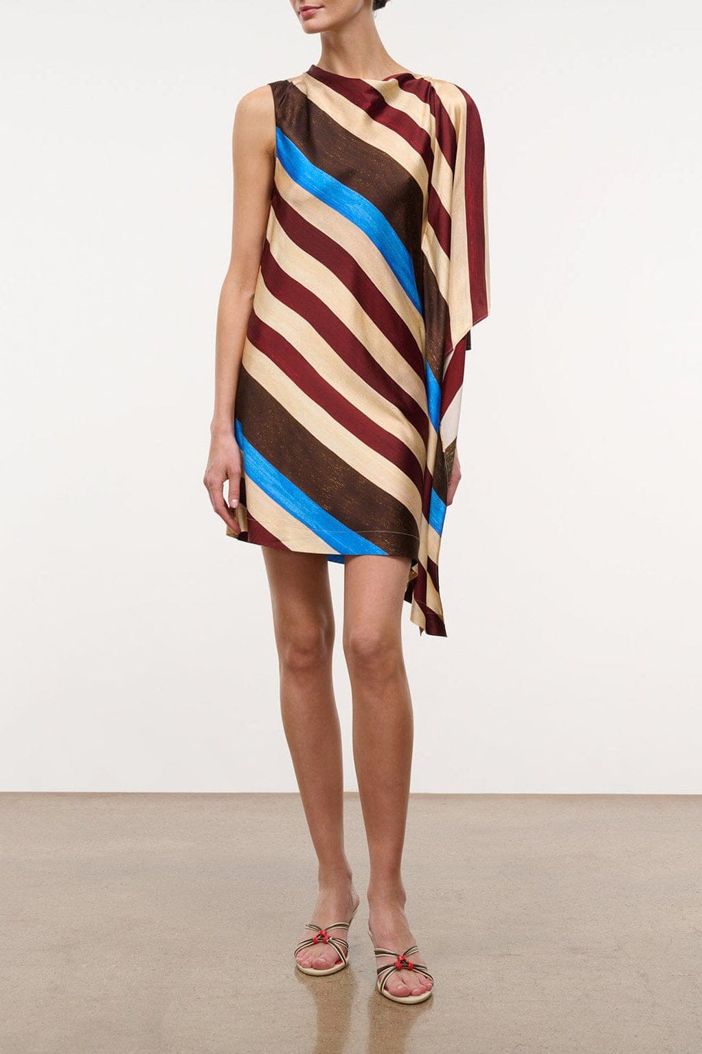 Sabina Silk Dress | Caffe Stripe — 1
