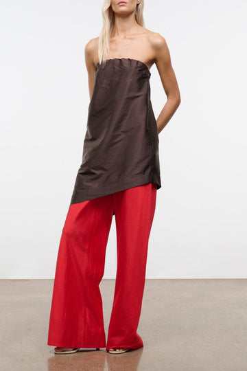 Stroll Silk Dupioni Pant | Red Rose — 1