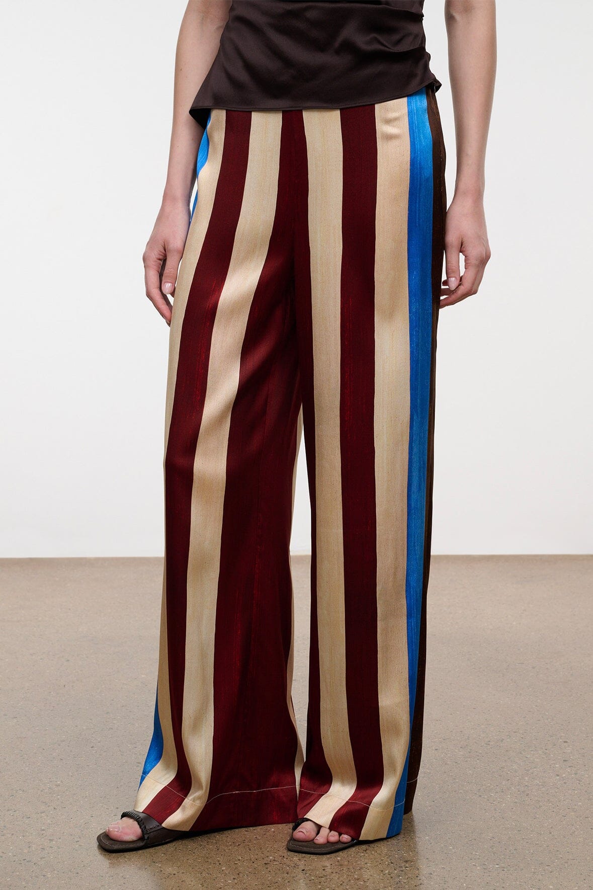 Stroll Silk Pant | Caffe Stripe — 2