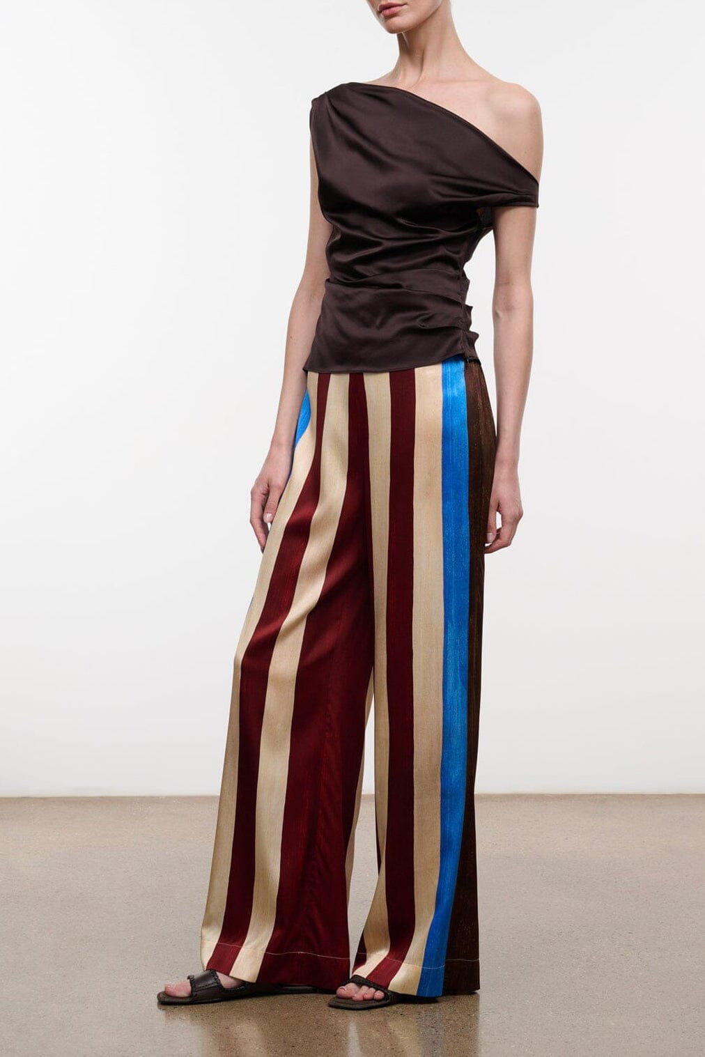 Stroll Silk Pant | Caffe Stripe — 1