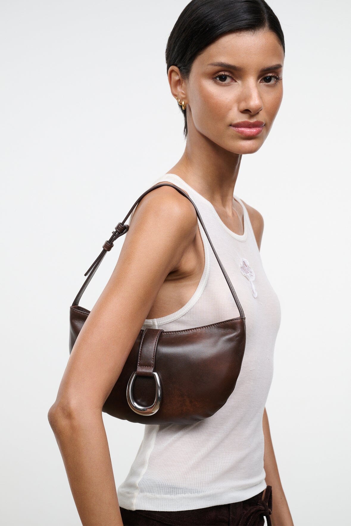 Harlow Crescent Shoulder Bag | Espresso Distressed — 4