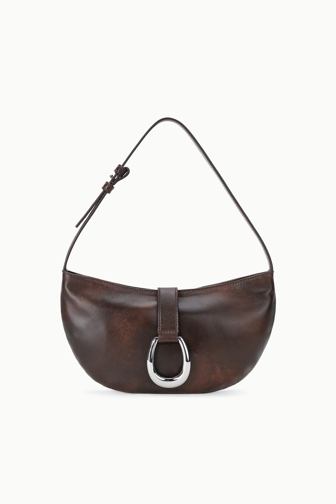 Harlow Crescent Shoulder Bag | Espresso Distressed — 1