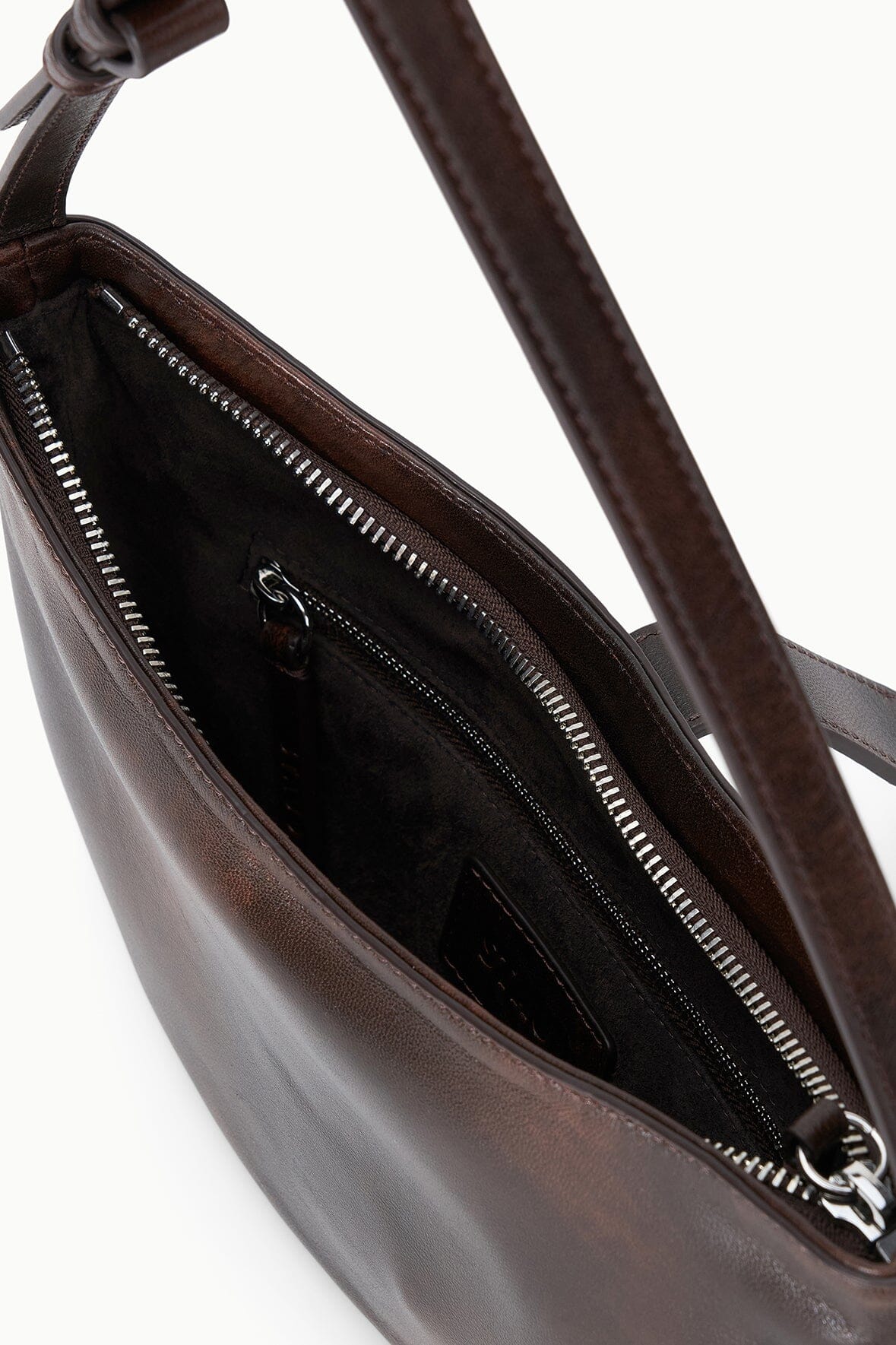 Harlow Crescent Shoulder Bag | Espresso Distressed — 8