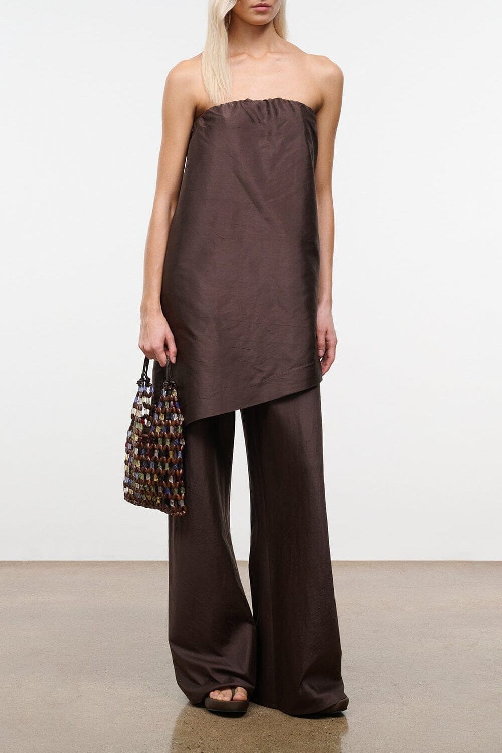 Georgia Convertible Silk Dupioni Top | Earth — 1