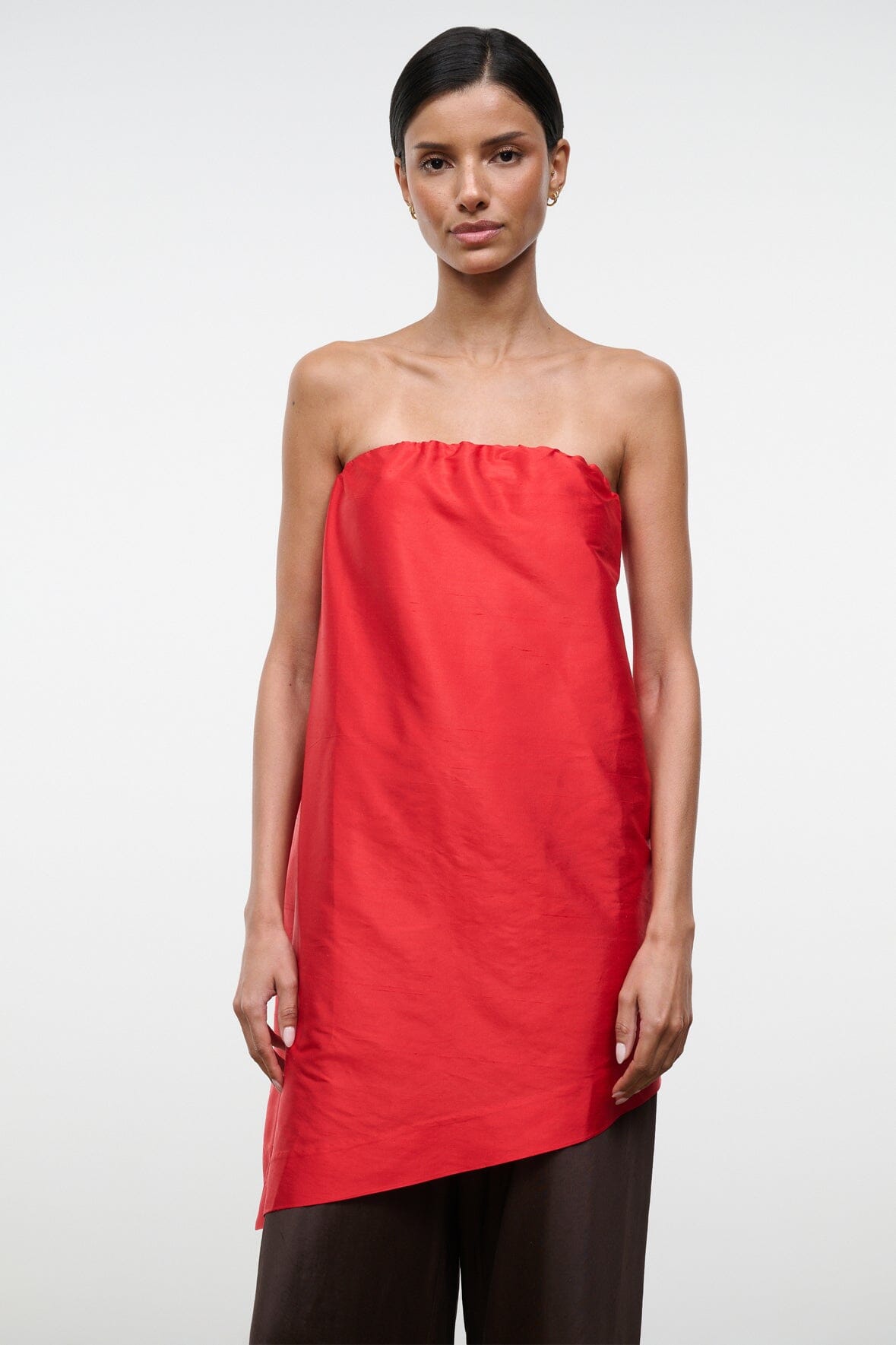 Georgia Convertible Silk Dupioni Top | Red Rose — 3