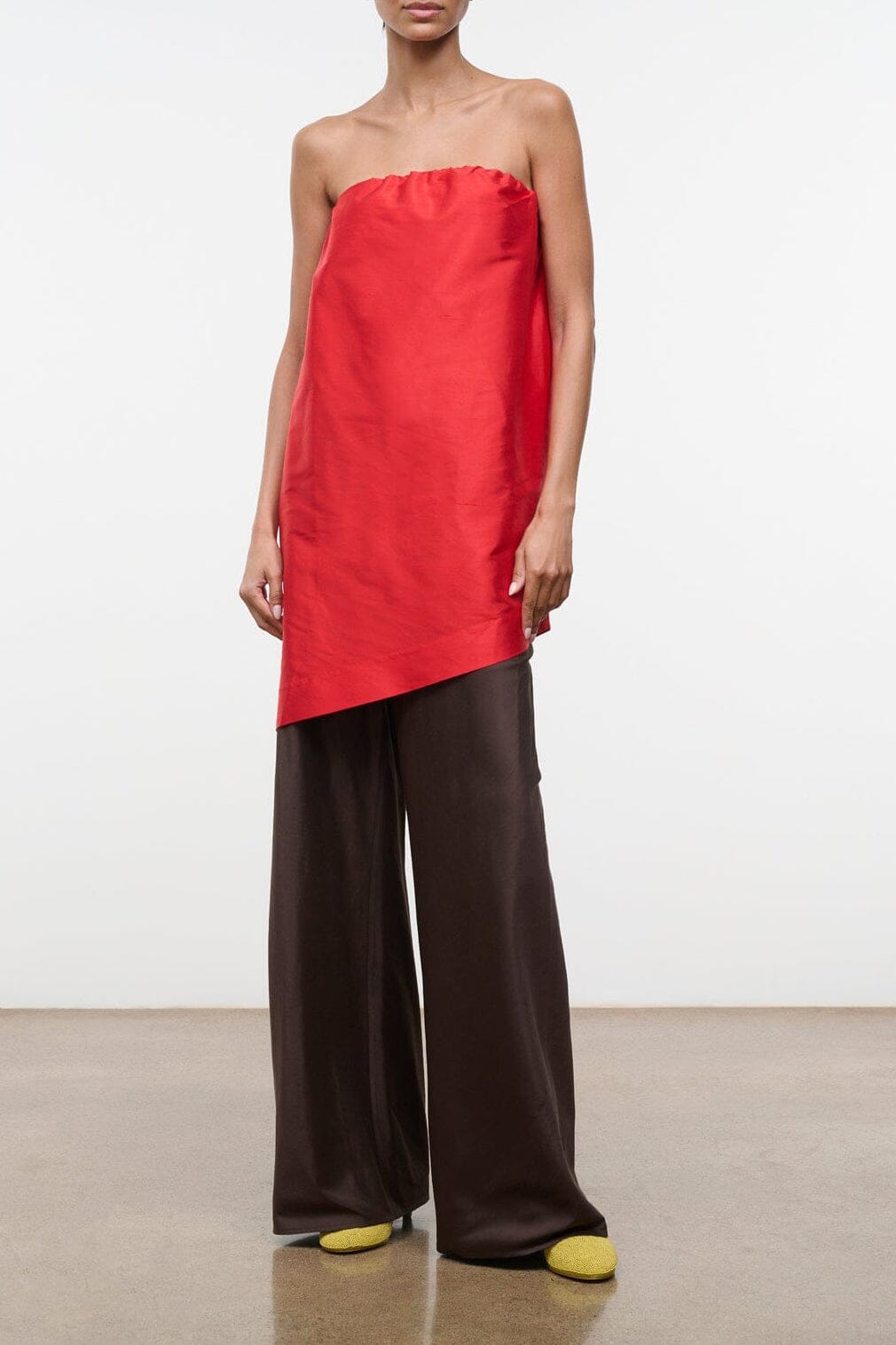 Georgia Convertible Silk Dupioni Top | Red Rose — 1