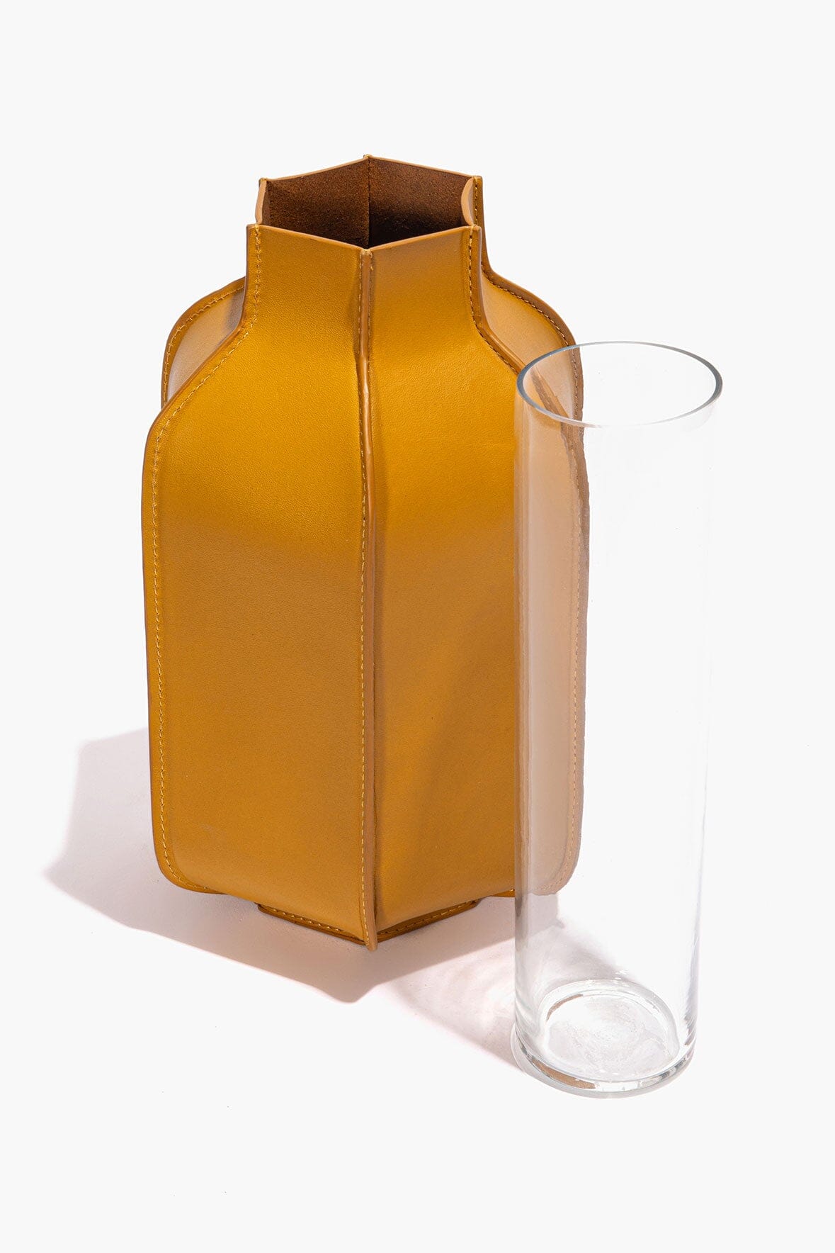 Hollis Leather Bottle Vase | Goldenrod — 3