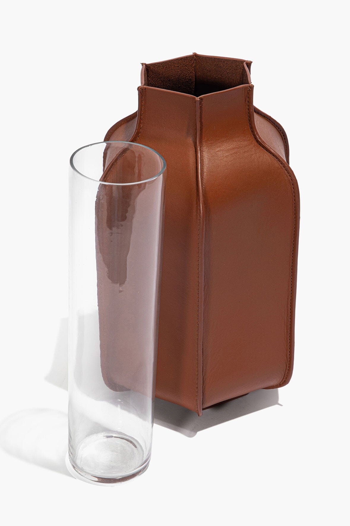 Hollis Leather Bottle Vase | Tan — 4