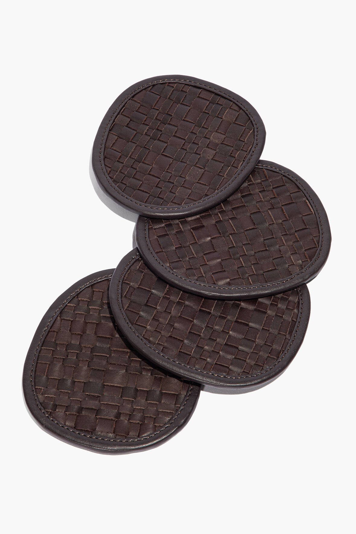 Grove Woven Leather Coasters | Espresso — 1