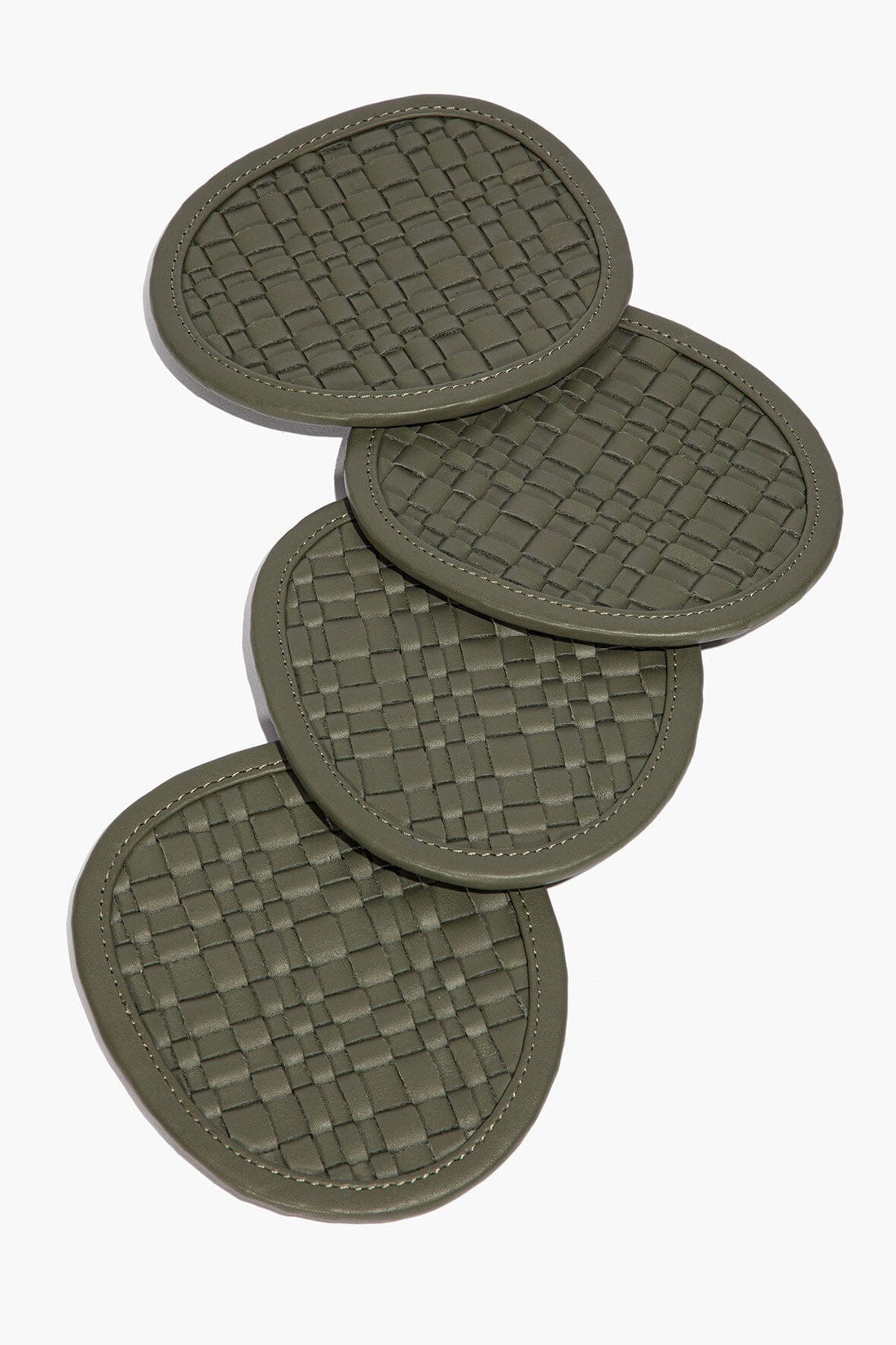 Grove Woven Leather Coasters | Moss — 1