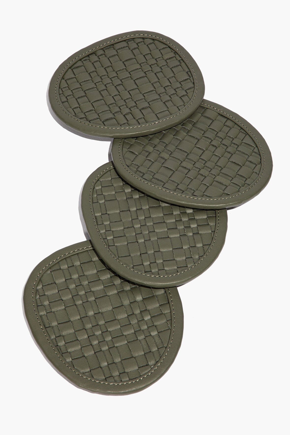 Grove Woven Leather Coasters | Moss — 2