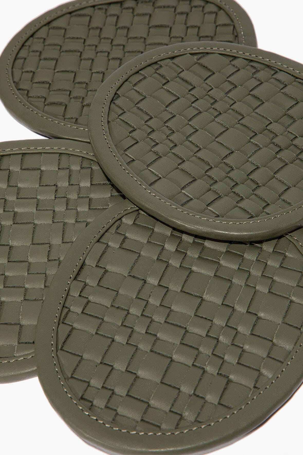 Grove Woven Leather Coasters | Moss — 3