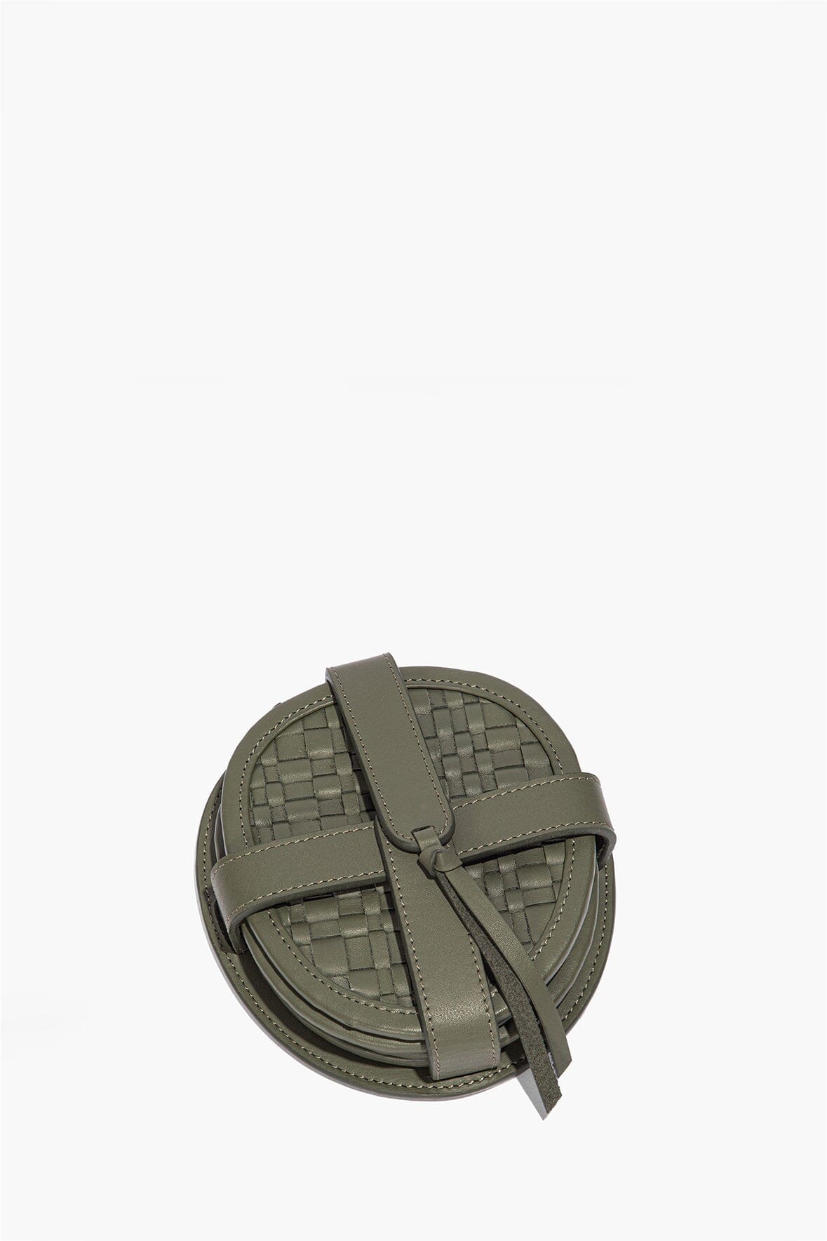Grove Woven Leather Coasters | Moss — 1