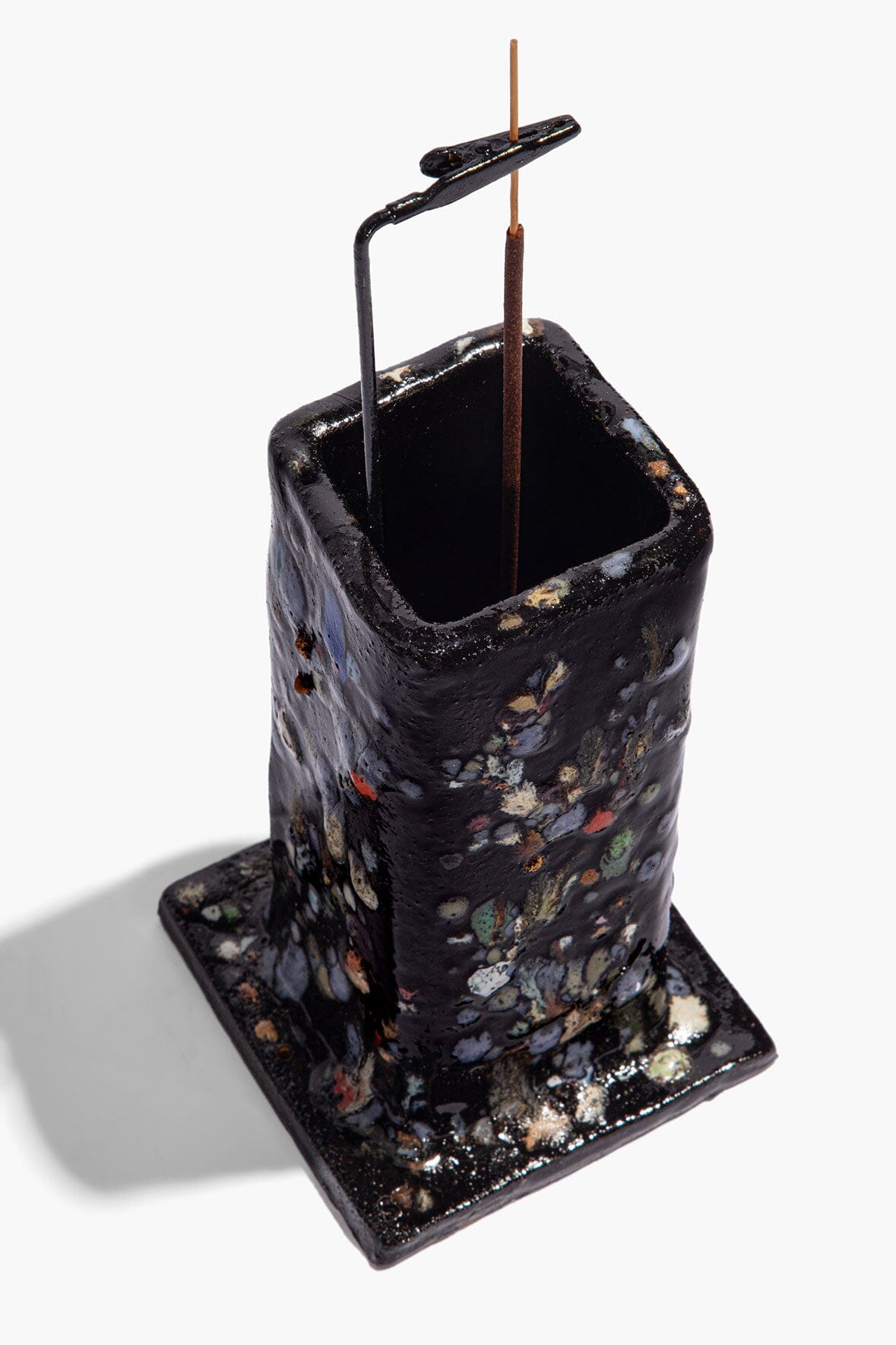 Ceramic Tower Incense Holder | Midnight Confetti Glaze — 3