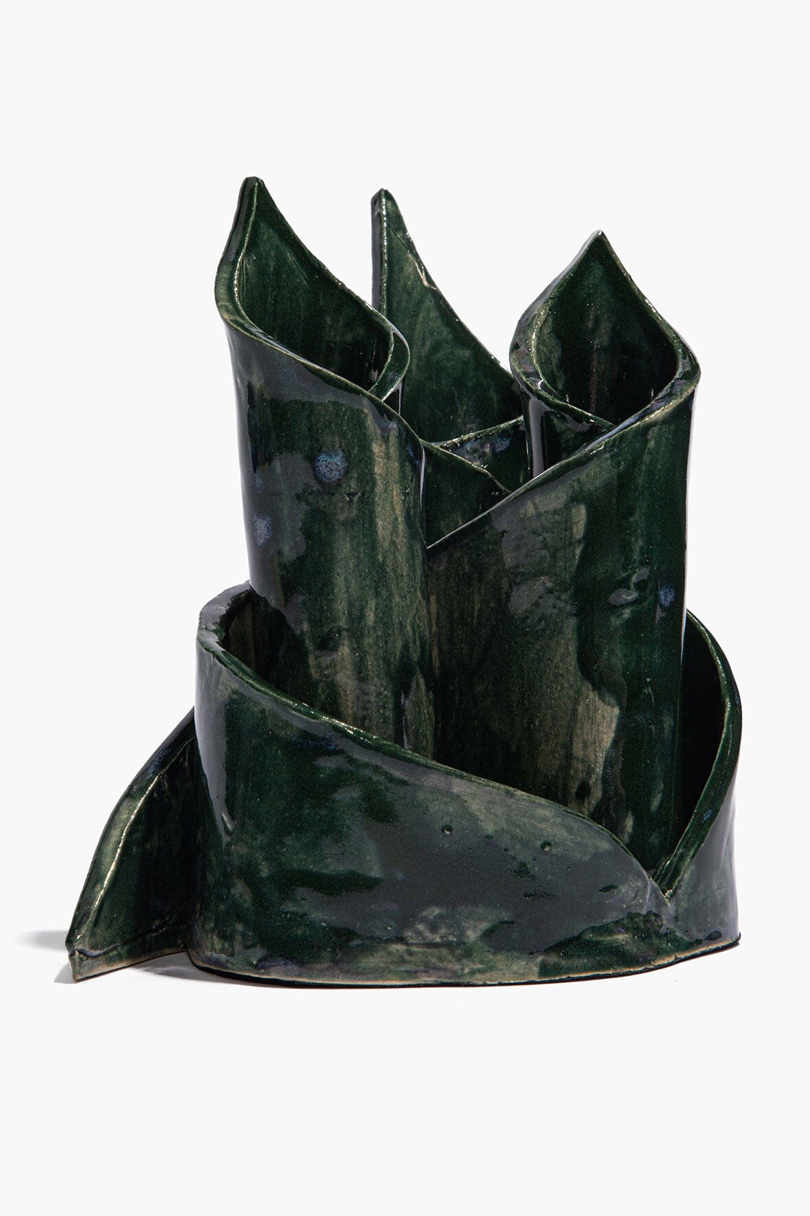 Ceramic Triple Candlestick Holder | Forest Glaze — 4