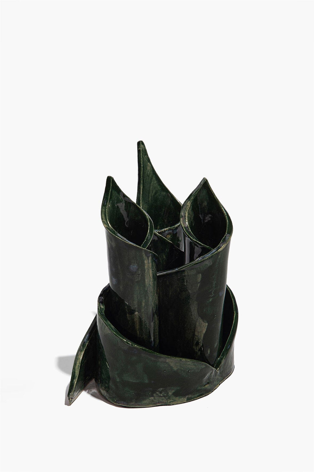 Ceramic Triple Candlestick Holder | Forest Glaze — 1