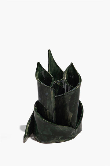 Ceramic Triple Candlestick Holder | Forest Glaze — 1