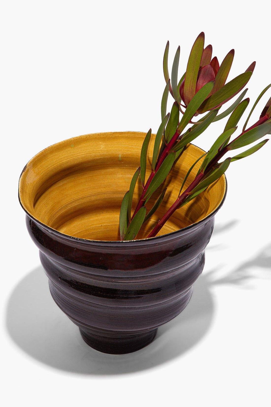 Stacked Cone Vase | Burgundy Mustard Glaze — 1