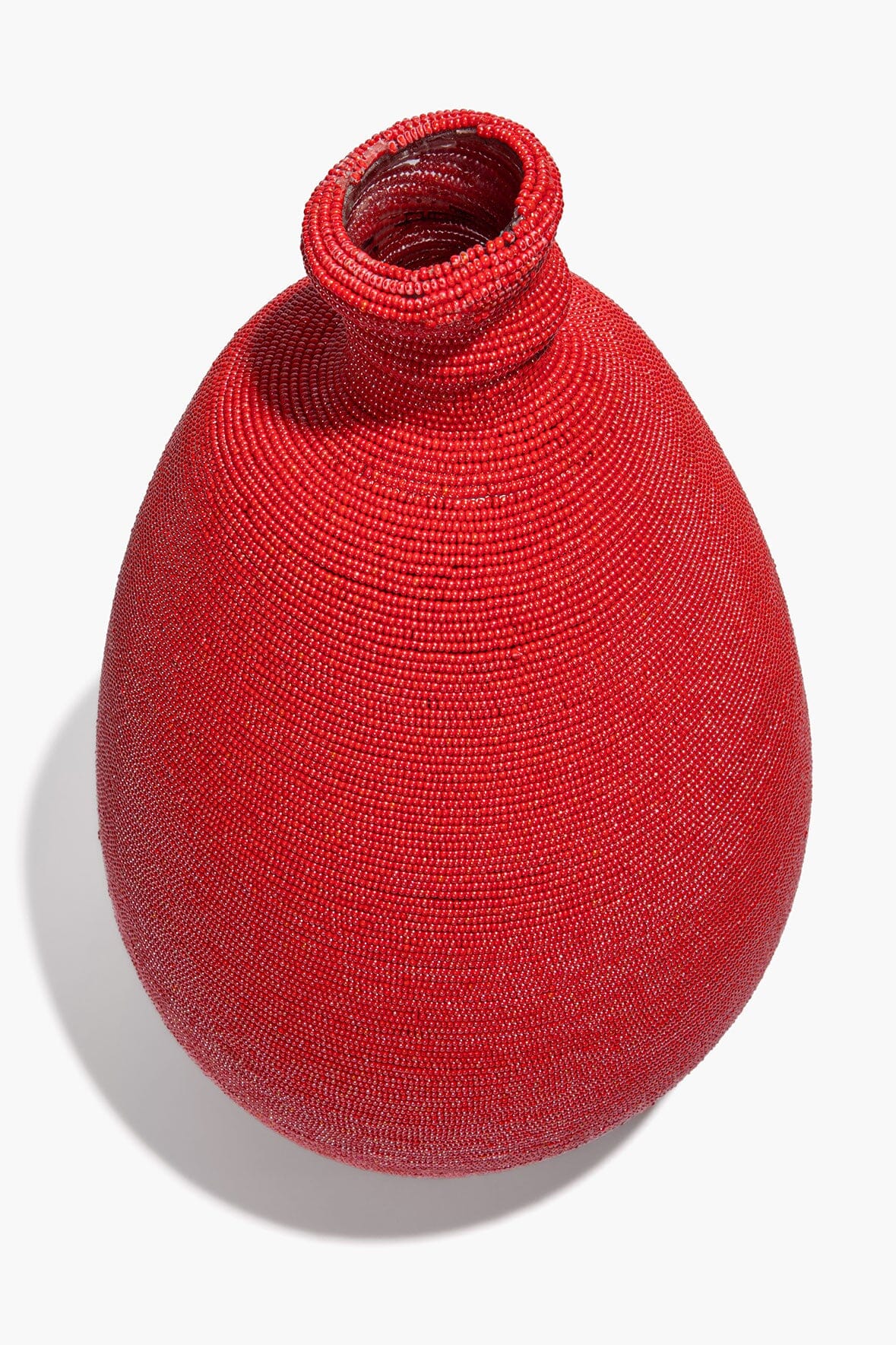 Tall Hand-Beaded Vase | Red — 3