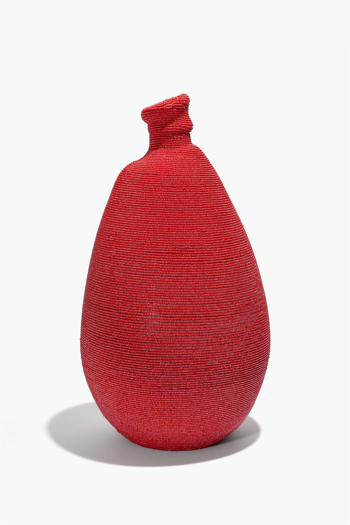 Tall Hand-Beaded Vase | Red — 1