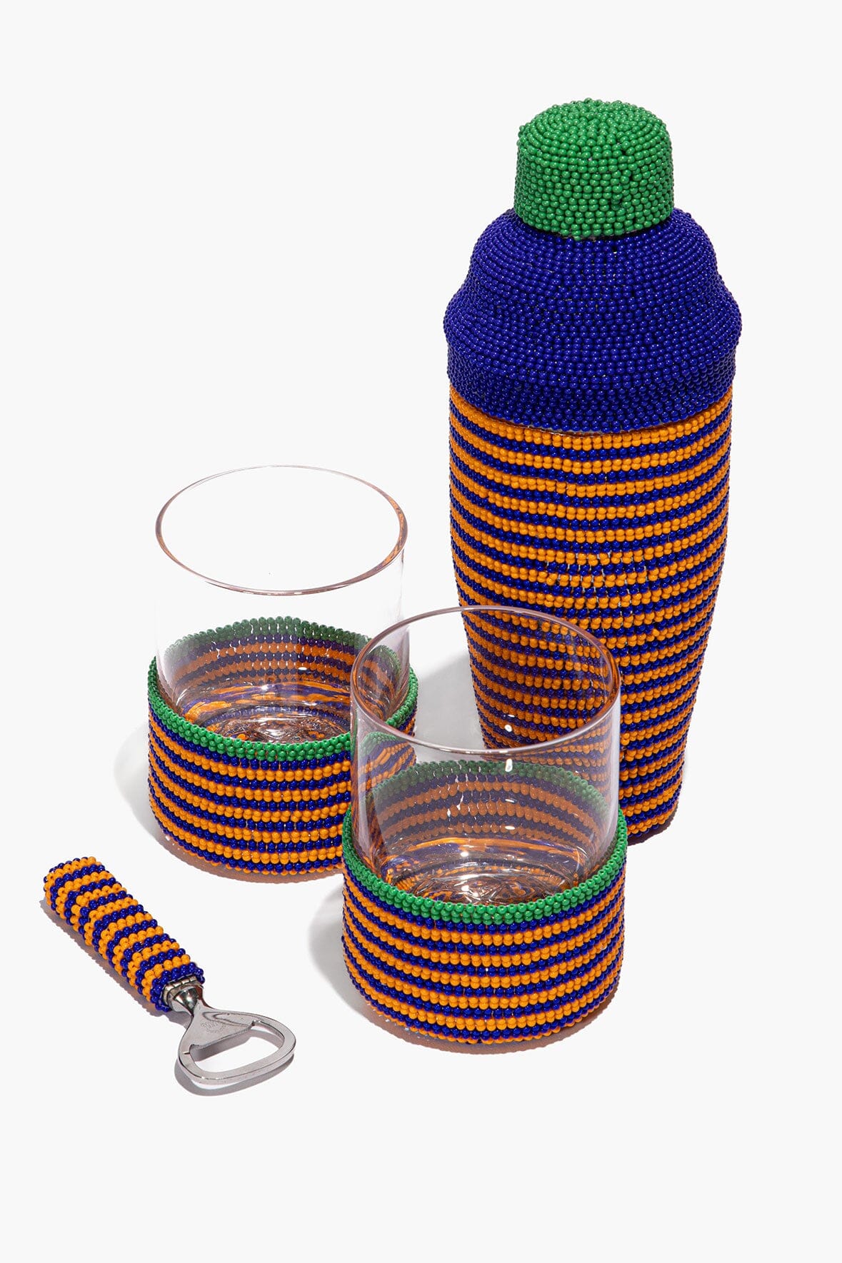 Beaded Whiskey Bar Set | Blue Stripe — 1
