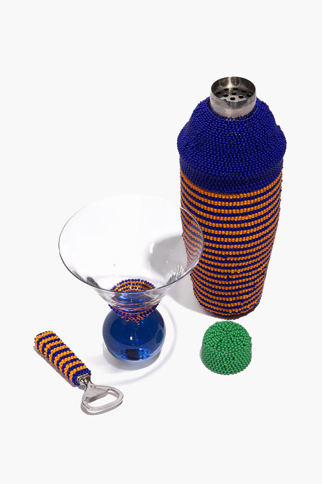 Beaded Martini Bar Set | Blue Stripe — 1