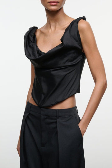 Olivia Silk Top | Black — 1