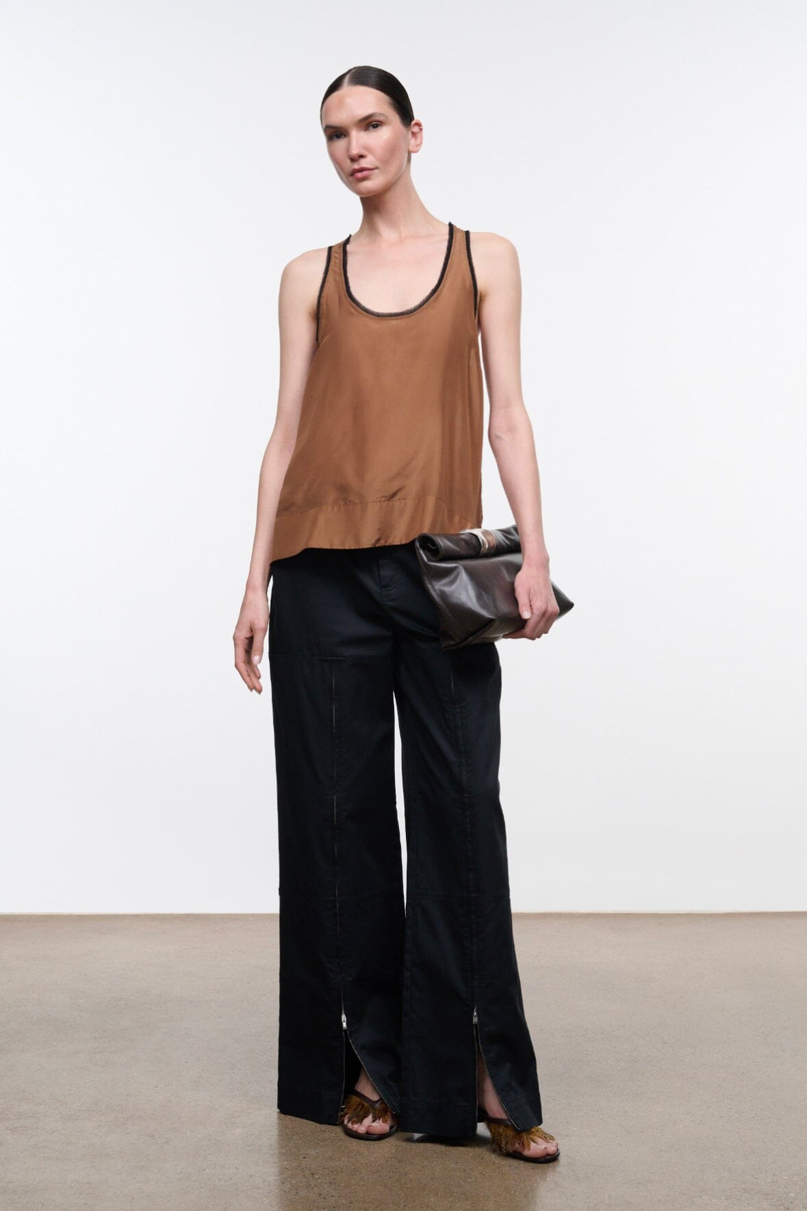 Lynelle Silk Tank | Cigar — 3