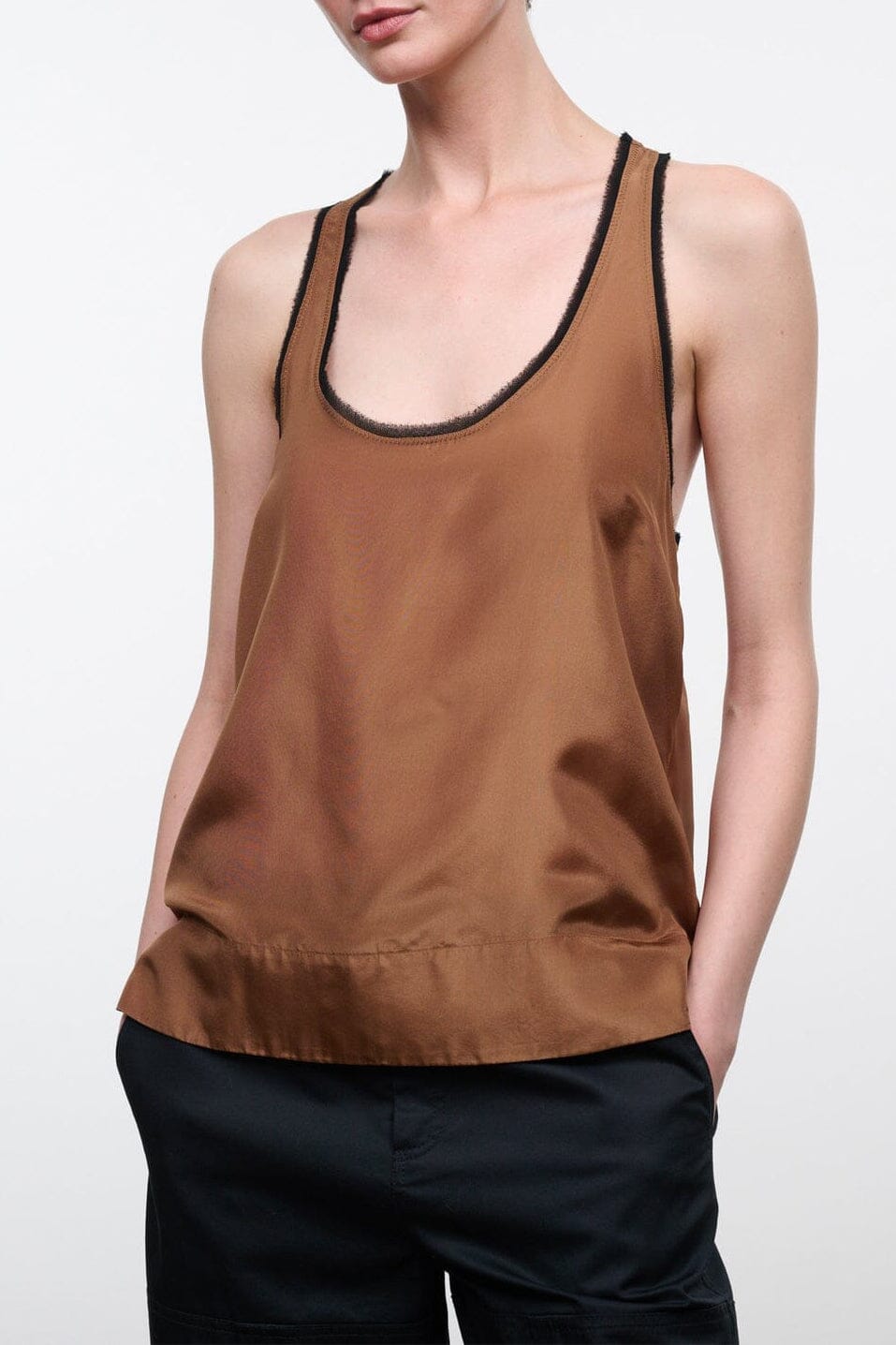 Lynelle Silk Tank | Cigar — 1