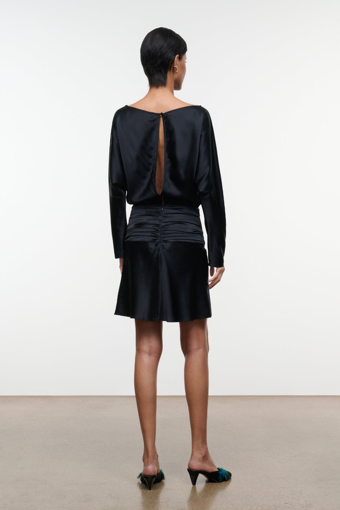 Freda Silk Mini Dress | Black — 4