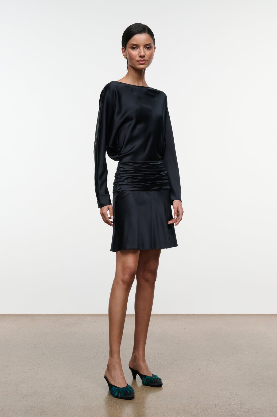 Freda Silk Mini Dress | Black — 3