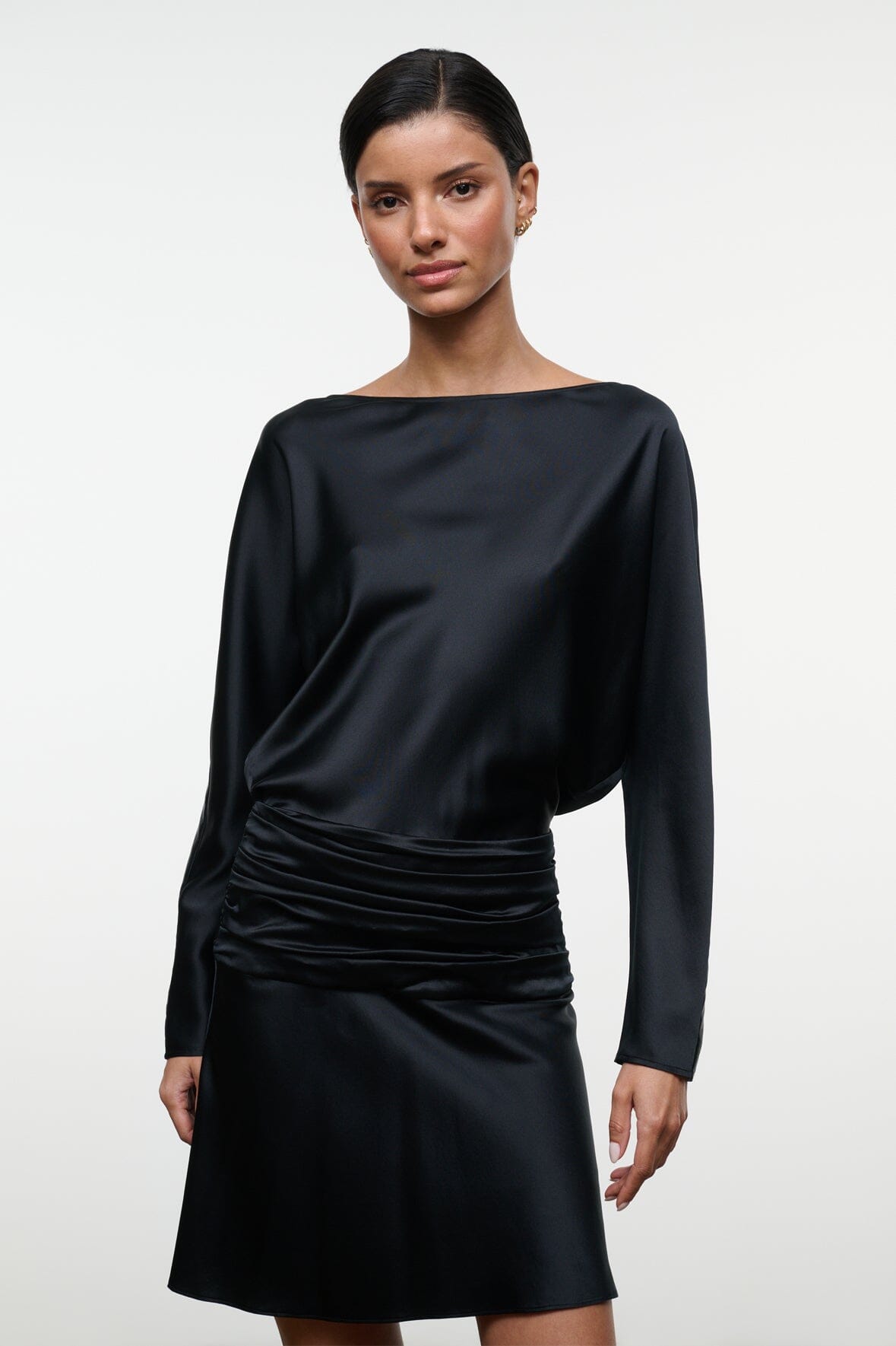 Freda Silk Mini Dress | Black — 2