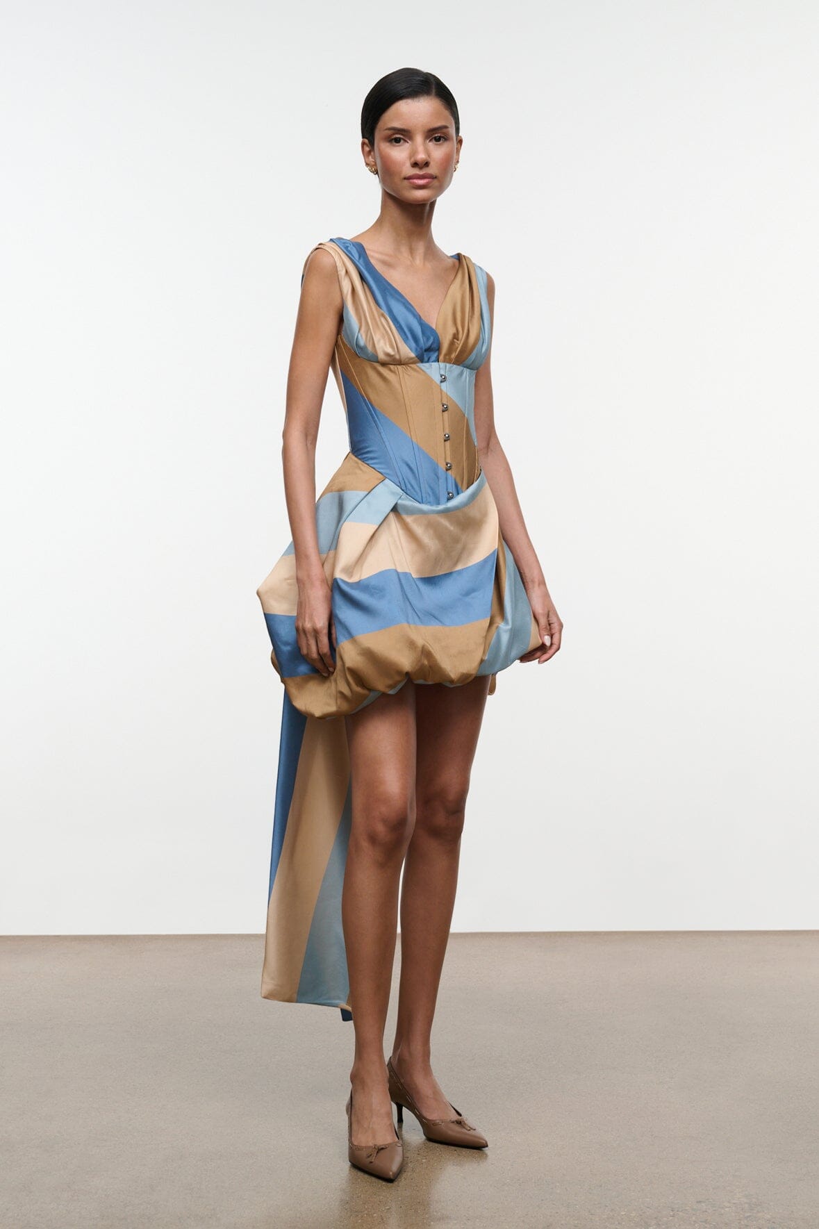 Fabianne Silk Mini Dress | Desert Stripe — 3