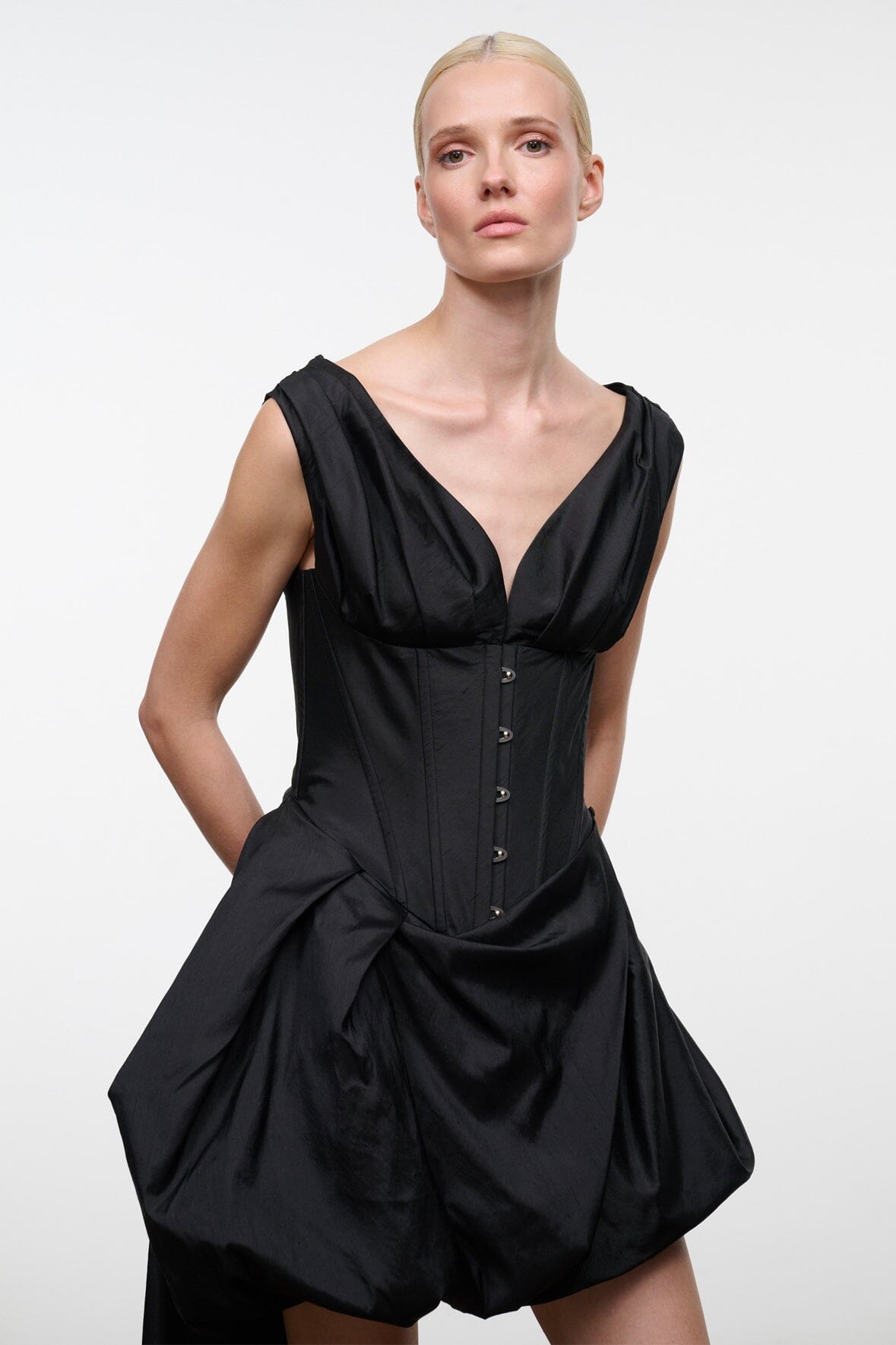 Fabianne Silk Mini Dress | Black — 4