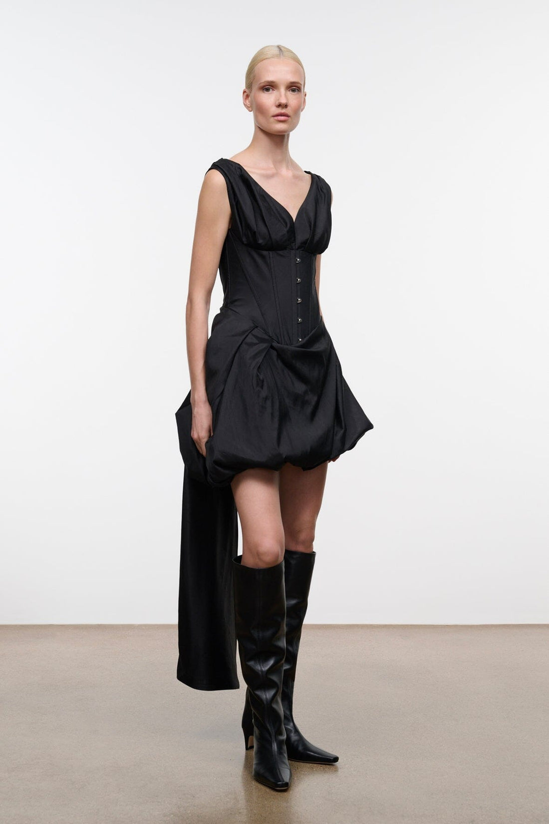Fabianne Silk Mini Dress | Black — 1