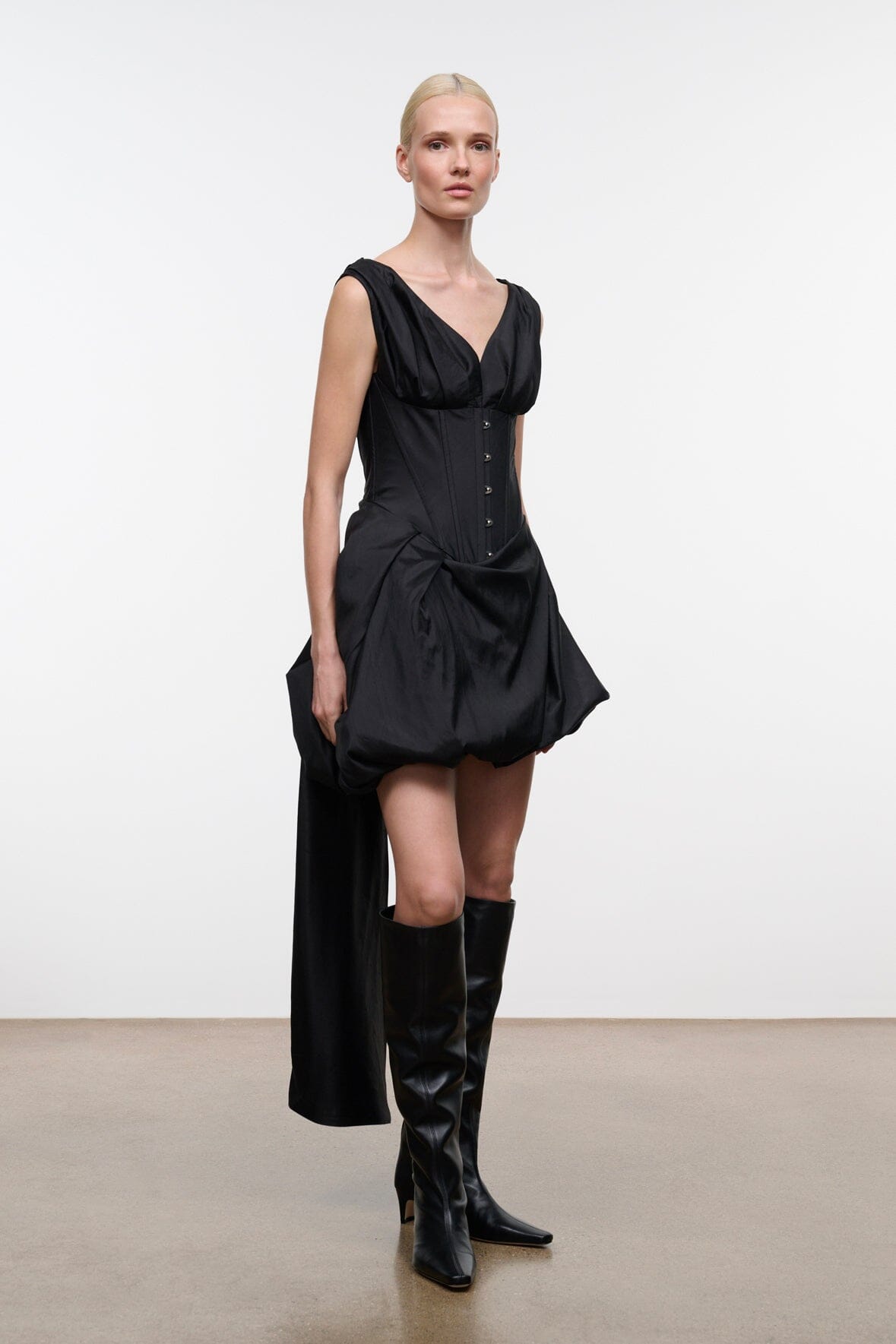Fabianne Silk Mini Dress | Black — 2