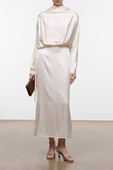 Phoebe Silk Dress | Ivory — 1