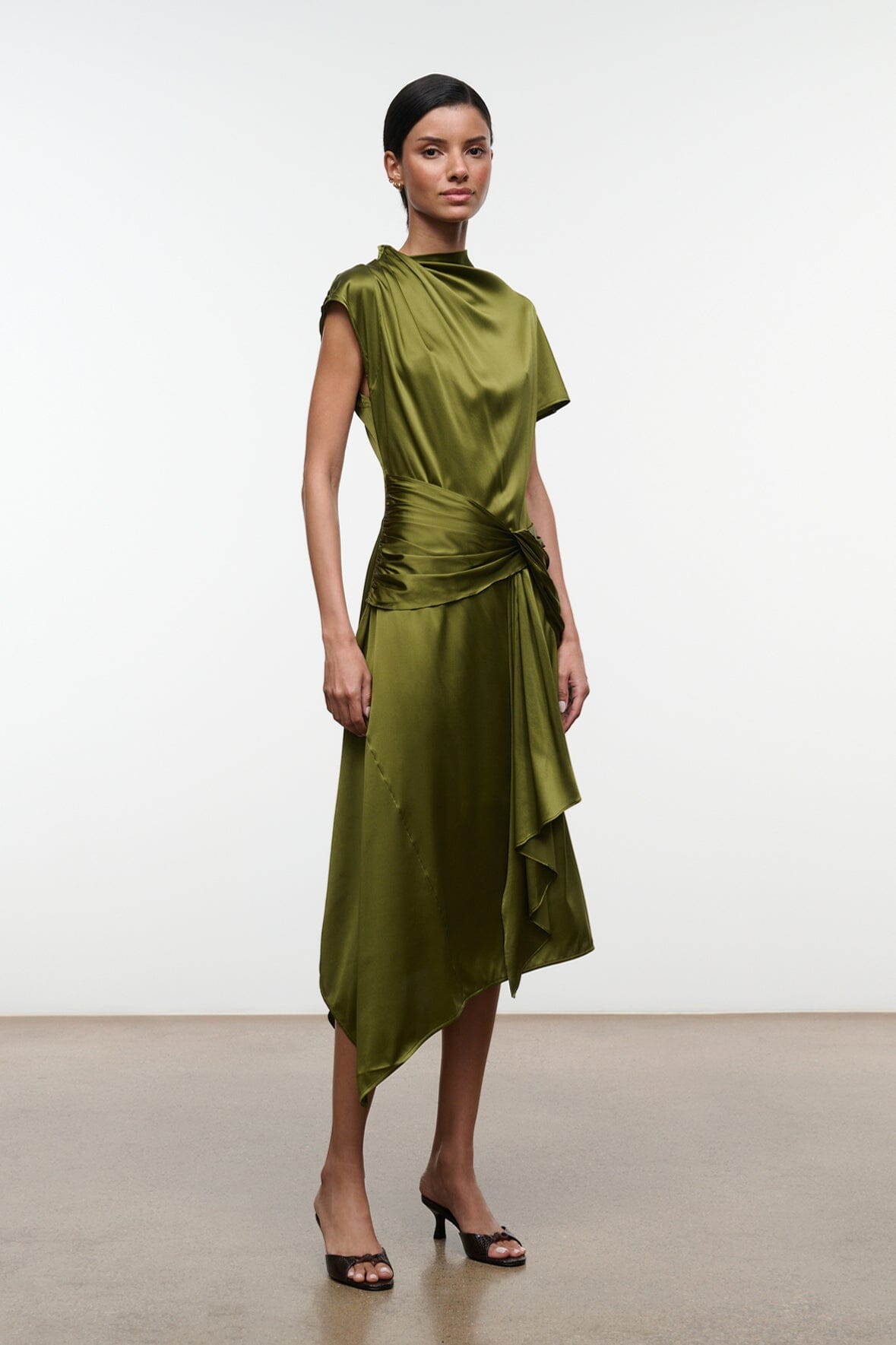 Davina Silk Dress | Pear — 3