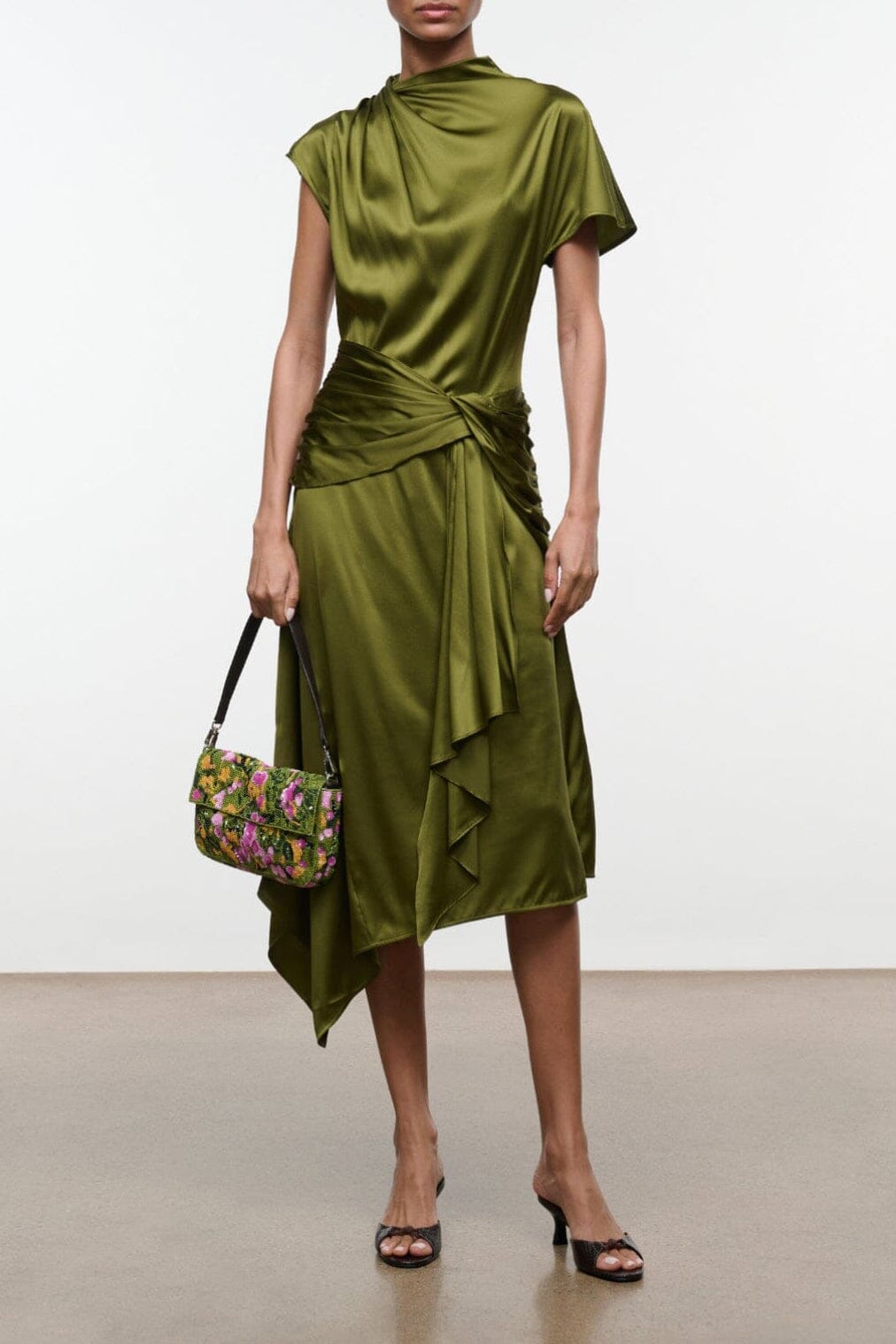 Davina Silk Dress | Pear — 1