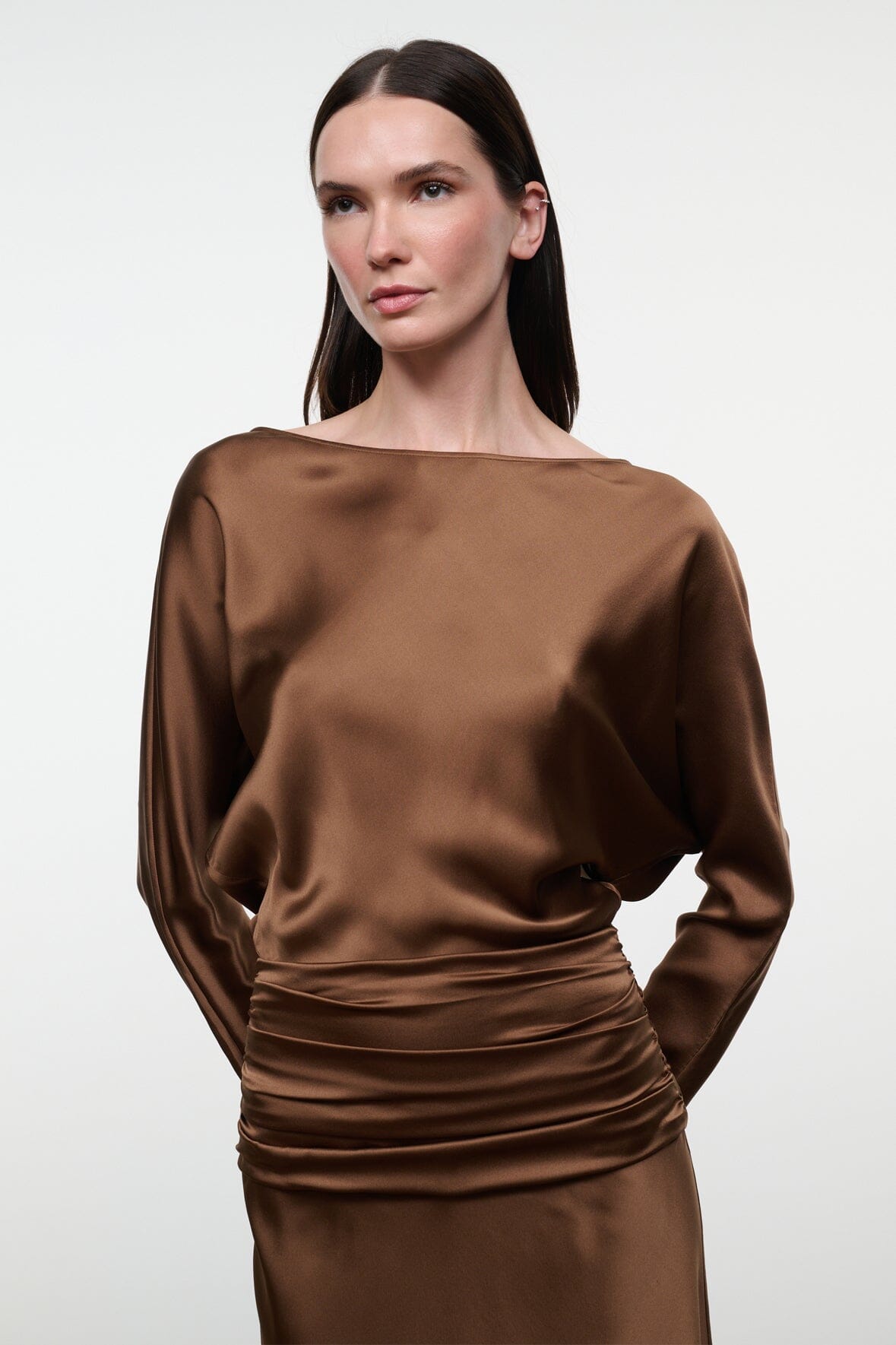 Freda Silk Dress | Cigar — 4