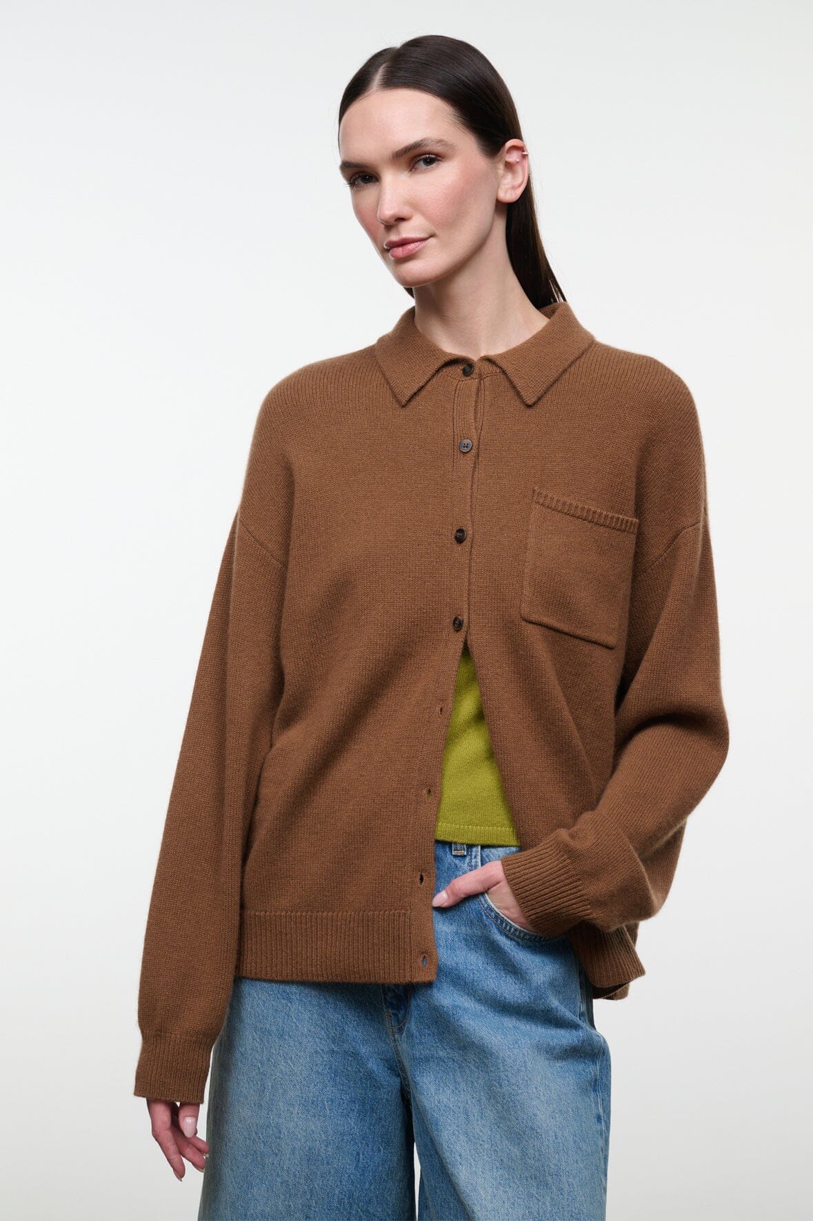 Cameron Cashmere Cardigan | Cigar — 4