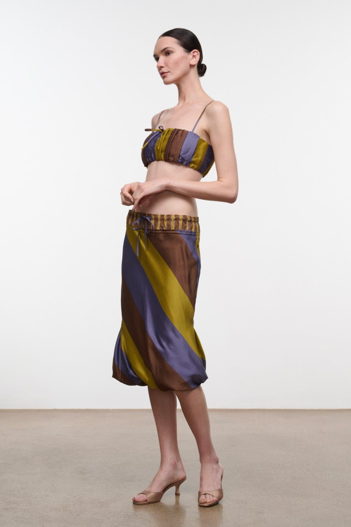 Odette Silk Skirt | Sienna Stripe Cigar Stripe — 3