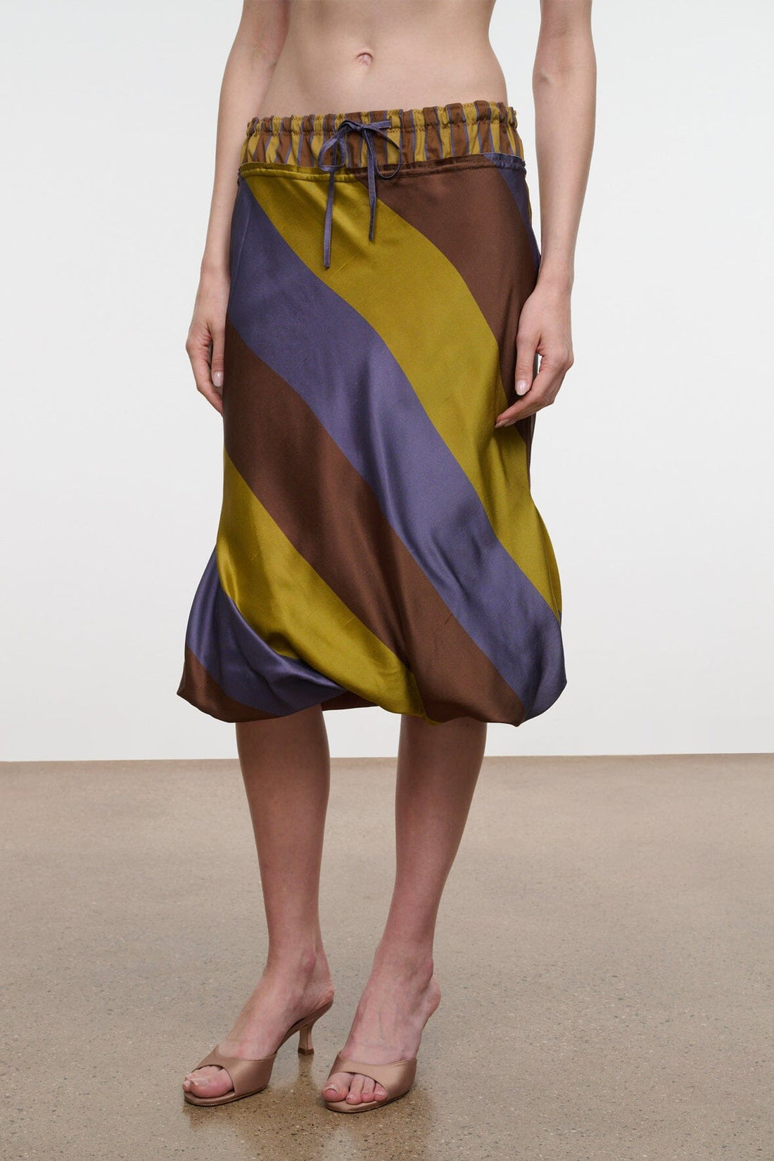 Odette Silk Skirt | Sienna Stripe Cigar Stripe — 1